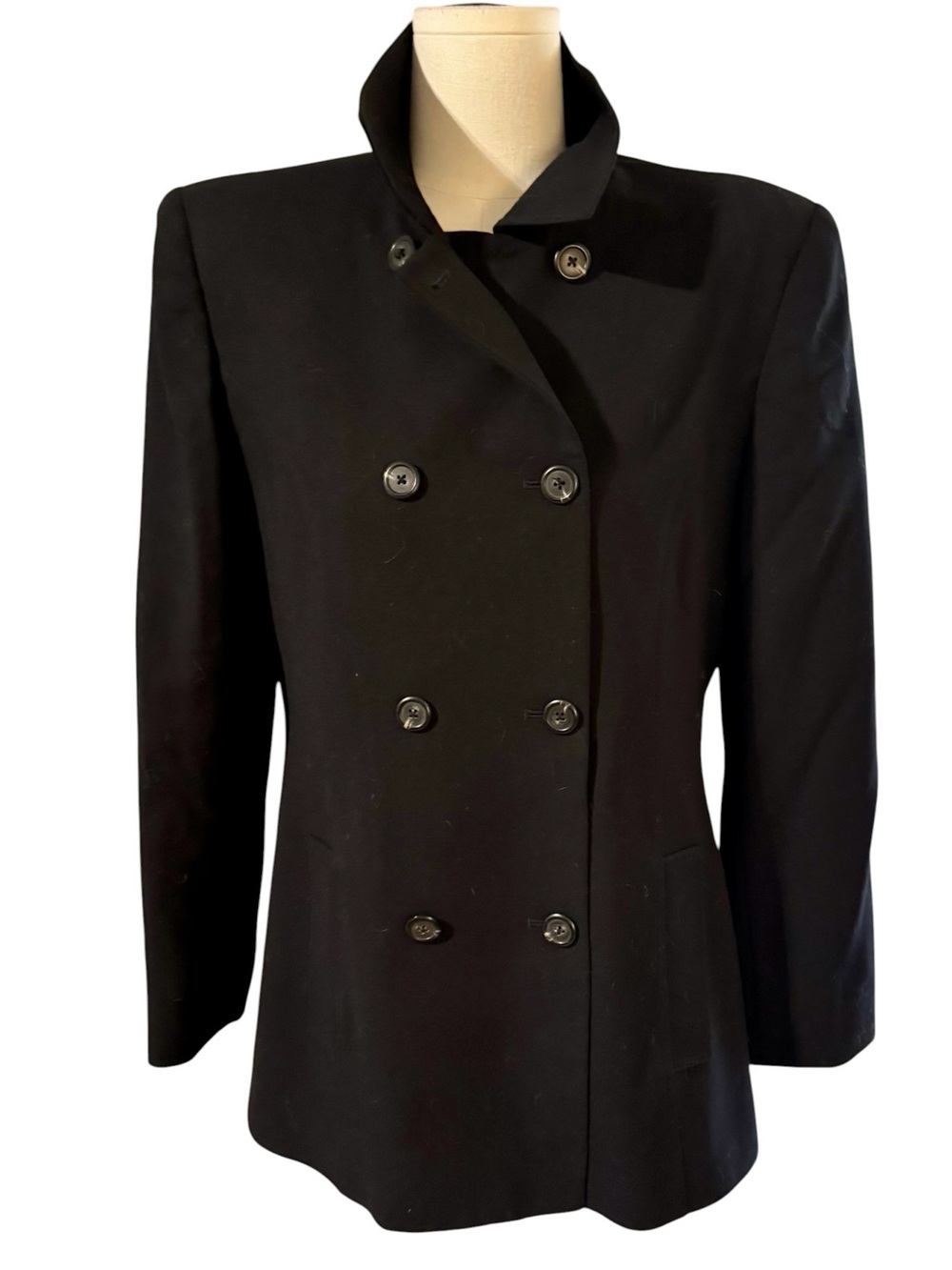 Lauren Ralph Lauren Black Blazer Double Breasted Wool Blend